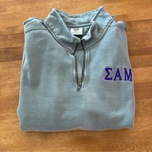 Sigma Alpha Mu Comfort Colors Gray Quarter-Zip Sweatshirt with Greek Letters